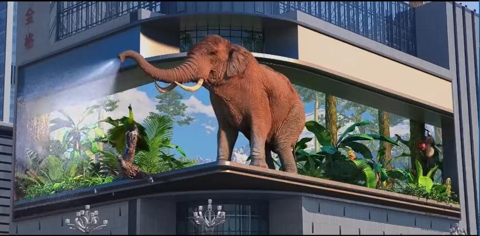 نمایشگر 4D تبلیغاتی در فضای داخلی مرکز خرید لوکس